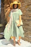 Made in Italy Tiggy Pure Cotton Smock Dress Soft Khaki -